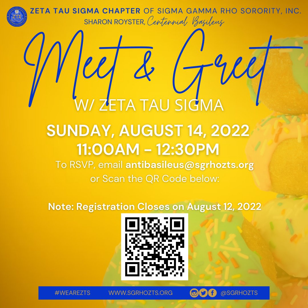 sgrhozts's tweet photo. Interested in learning more about Sigma Gamma Rho? 

Grab your coffee and favorite pastry and join us on Sunday, August 14, 2022 for a virtual Meet &amp; Greet! 

To RSVP, send an email to Anti-Basileus Hill-Tate at:

antibasileus@sgrhozts.org

#WeAreZTS
#GreaterWomenGreaterWorld https://t.co/H51jB46ZsI