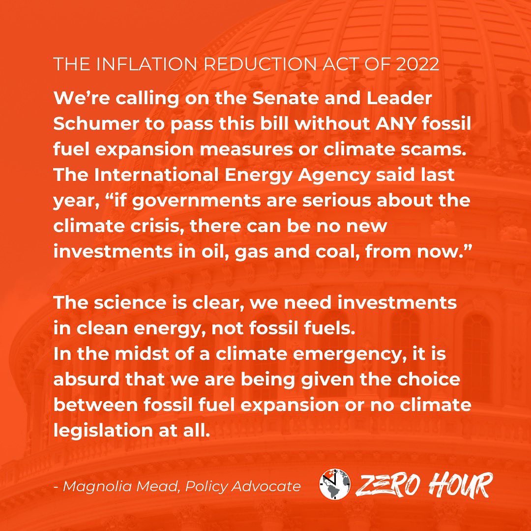 ThisIsZeroHour's tweet photo. Zero Hour’s statement on the Inflation Reduction Act of 2022: https://t.co/oYq6Ce0edw