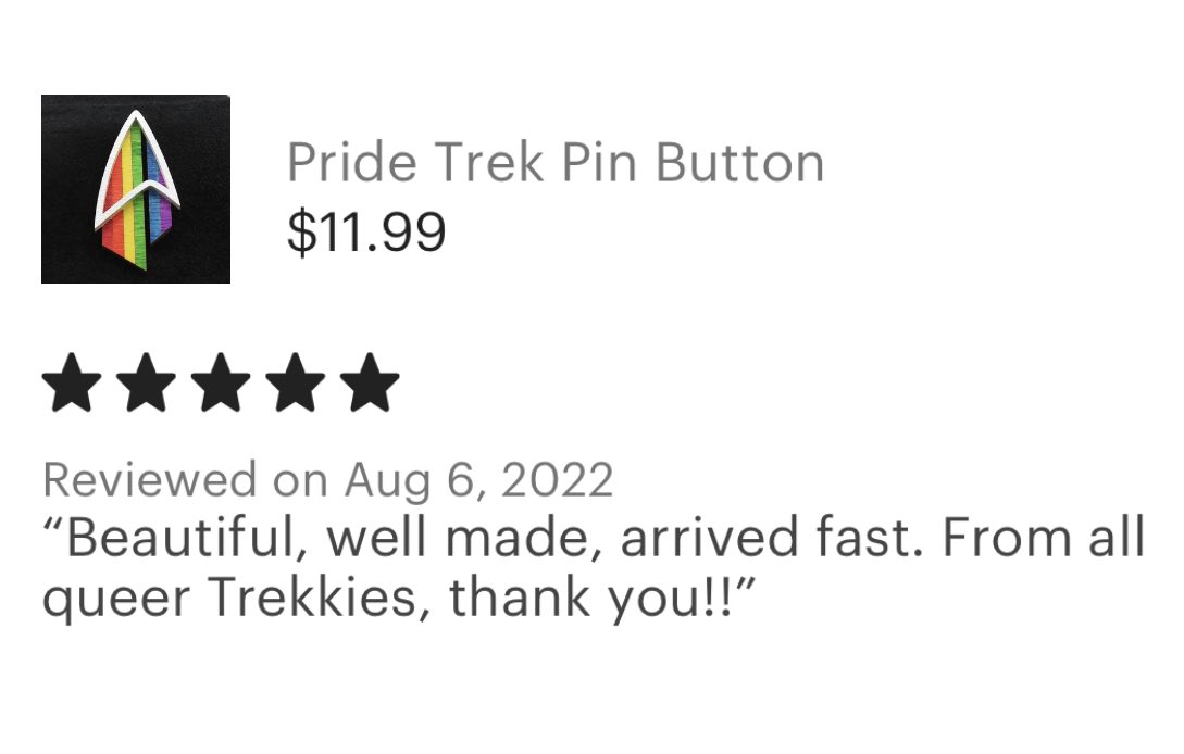 Pridedad1's tweet photo. First, what an awesome username. I assume Jennifer is very sweet but like to play hard. 😁 2nd, what a wonderful review. 🤩 🖖 
#pride #StarTrek https://t.co/y6raPXuWgj