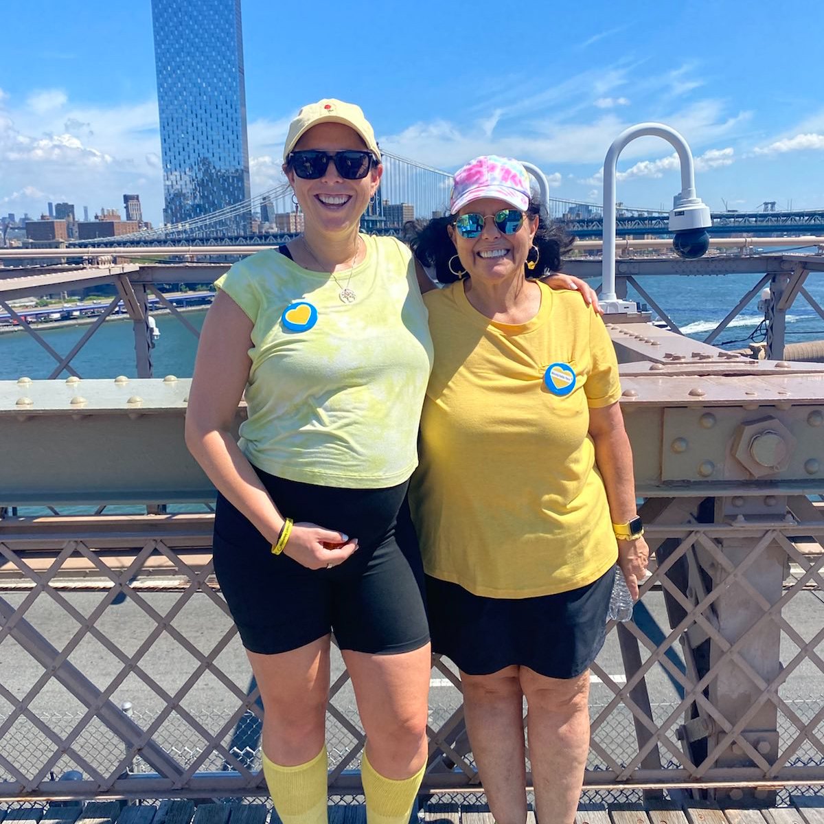SurvivorsChange's tweet photo. Today we crossed the Brooklyn Bridge, inspired by Hannah Ernst and her grandfather Cal. They planned to cross together in 2020, but were unable to as Cal sadly died from COVID-19 in May 2020. 

Who are you marching for? 

#IMarchFor #MarchtoRemember #ForeverYellow https://t.co/7Ume45sDco