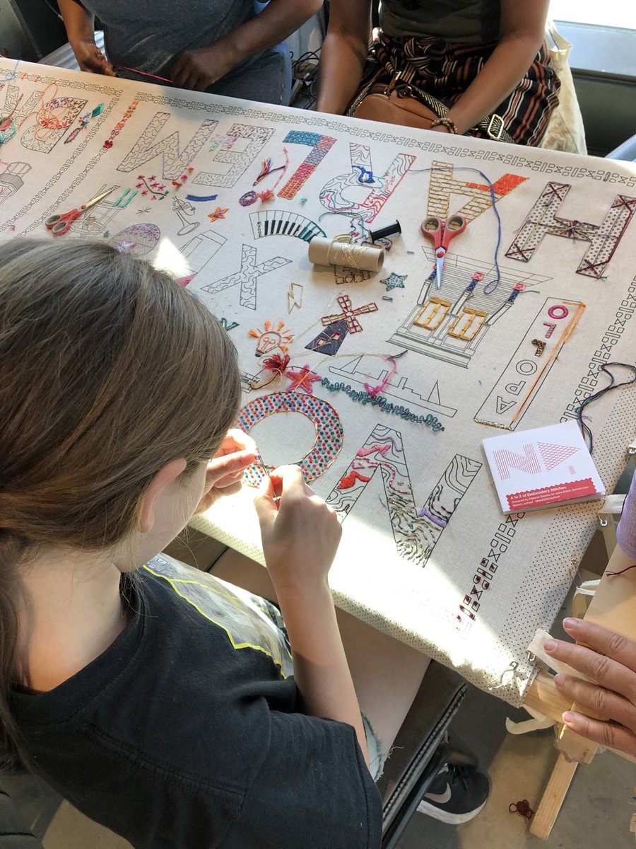 Dr__Back's tweet photo. More summer holiday fun stitching the #BrixtonHarlem banner @BrixtonHouse with Melanie Bowles Stitch School @BrixtonHarlem … and some @BrixtonBrewery refreshment obvs 🪡🧵🍺 https://t.co/gQCBPT64Ml
