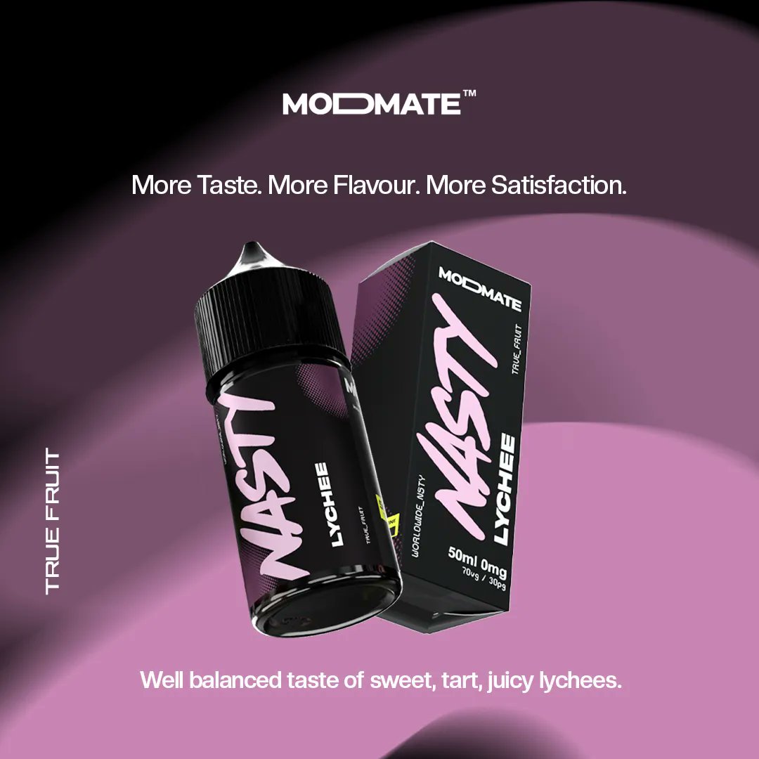 Fan of Lychee? You'll definitely love it in our ModMate! A well balanced taste of sweet, tart, juicy Lychees. Available Soon👀 #NastyJuice