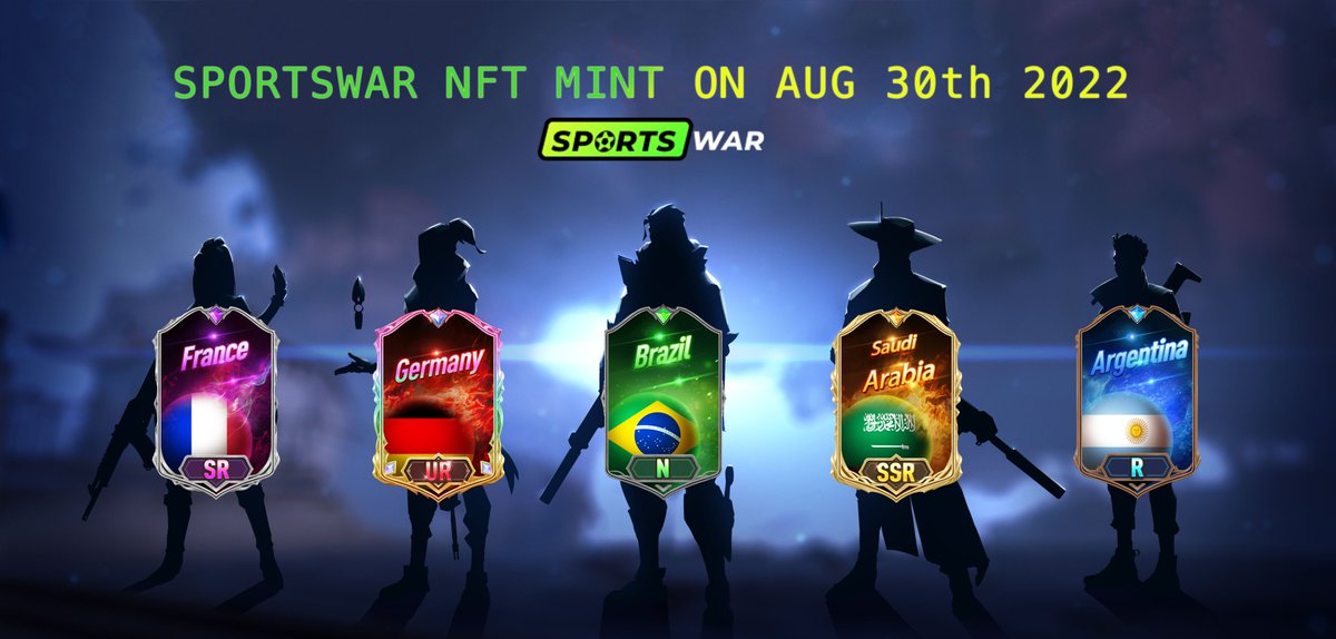 LyonEmpty's tweet photo. 🎉Hey bros, take a glance at the Team Card!⚽️ 32 team cards x 5 categories are waiting for you.🎟️ Don't forget the #NFT Mint date is on Aug 30th!⚡️⚡️⚡️#FIFA22 #NFTGiveaways https://t.co/24cpfS7QP2