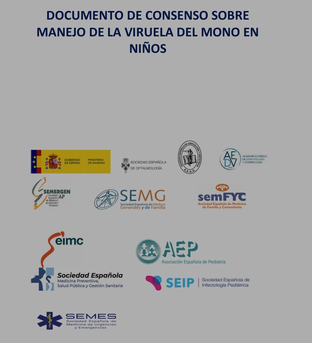 aepap's tweet photo. Publicado el Documento de consenso sobre manejo de la viruela del mono en niños #ViruelaDelMono
#monkeypox @sanidadgob @aepediatria @seipweb https://t.co/ahxTcAUMTh https://t.co/kZuwNjbMBH