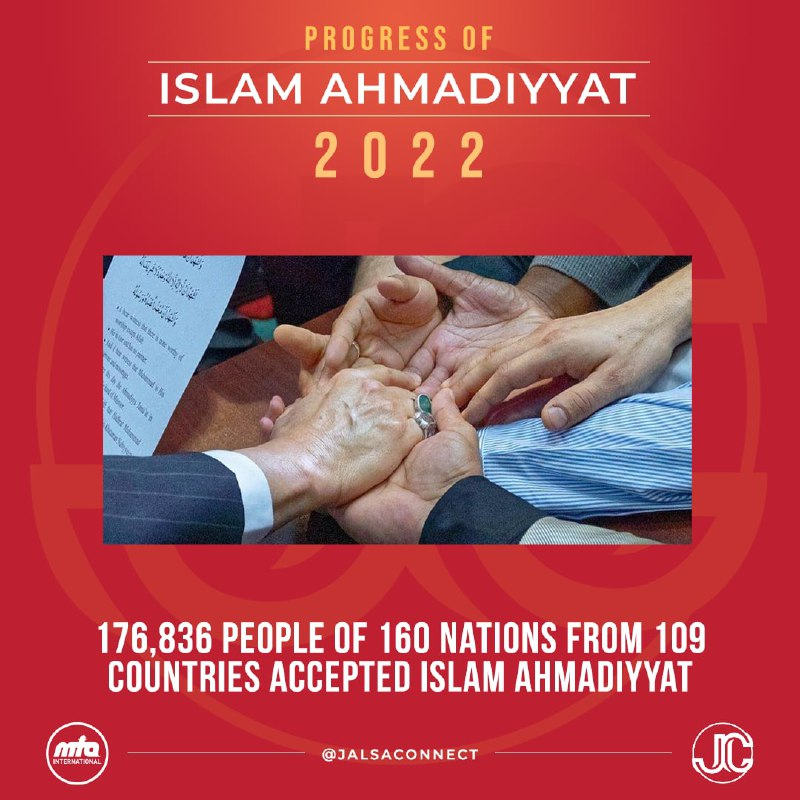 JalsaConnect's tweet photo. 176,836 people of 160 nations from 109 countries accepted Islam Ahmadiyyat. Alhamdulilliah!
#JalsaConnect https://t.co/1ND7fCN7AE