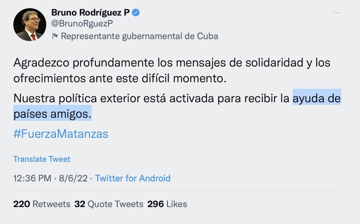 🇨🇺 | Solamente una DICTADURA, en medio de una catástrofe de dimensiones todavía por calcular, es capaz de condicionar la ayuda a “países amigos”. 

¡USTEDES <a href="/PartidoPCC/">Partido Comunista de Cuba</a>: SON LOS VERDADEROS ENEMIGOS DEL PUEDO CUBANO!

#CubaEstadoFallido #CubaFailedState