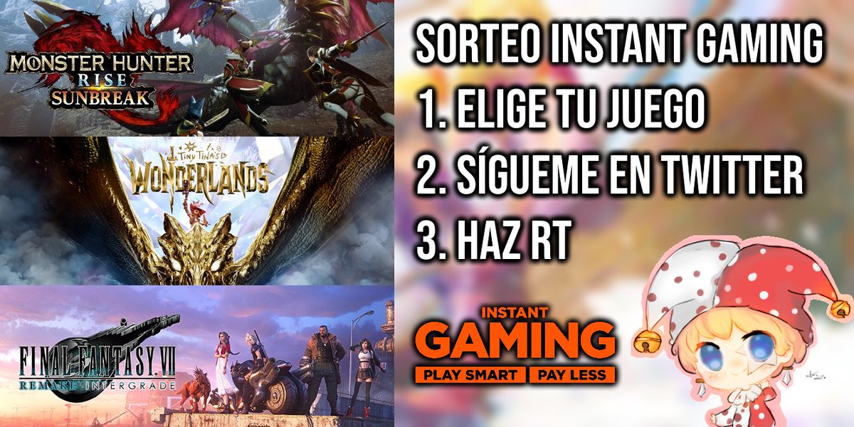 🎁 ¡SORTEO! 🎁
¡Gana el juego que tú quieras con Instant Gaming!

1⃣ Elige el juego y participa aquí: instant-gaming.com/es/giveaway/GE…
2⃣ Sígueme: <a href="/GeraruTaru/">Geraru</a>
3️⃣ Da RT 🔁

🗓️ Fecha límite: 1 de Septiembre
❤️ ¡MUCHA SUERTE!