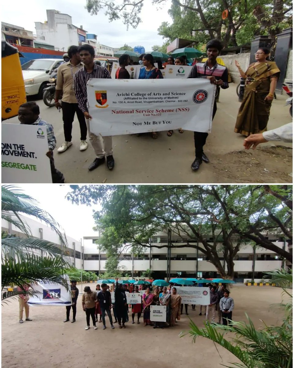 avichi_nss's tweet photo. Avichi college of arts and science NSS RRC and YRC volunteers attended a workshop on Solid waste management GreateChennai Corporation today (6/8/22).this Swatch Bharat mission rallywas heldthree colours of Umberlla to promote waste segregation.@NssUnom @NSSChennai @nss_tamilnadu https://t.co/1jFMZFfB6W