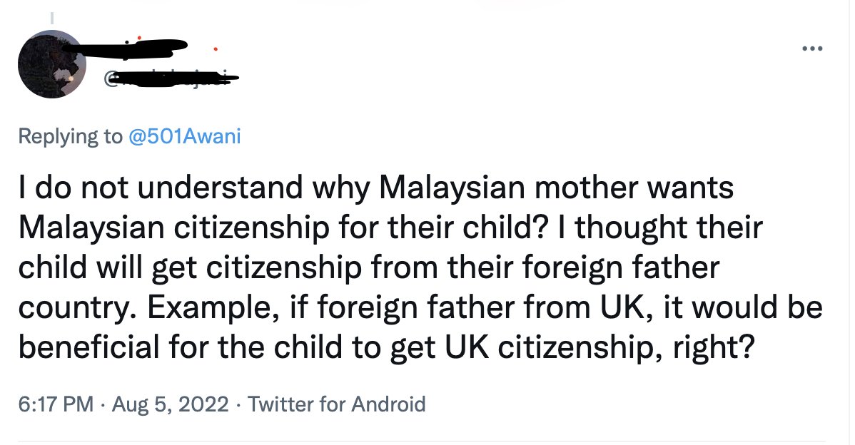 anakcelup's tweet photo. Msian women want Msian citizenship for our children b/c we have roots here - our families, home, culture, our people are here; and coz we love 🇲🇾, even when it doesn't love us or our children back. #SayaJugaAnakMalaysia https://t.co/FhHuN4IzHe