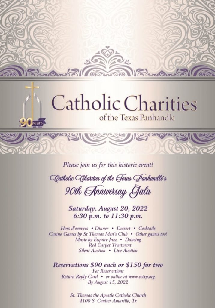 FraustoAmberB's tweet image. You are invited to the 90th Anniversary Gala for Catholic Charities of the Texas Panhandle on August 20, 2022. This is an important fundraiser and will be a blast! Go to cctxp.org for more details #AmarilloTexas #TexasPanhandle #HungerProject #YouthMentoring #Civics
