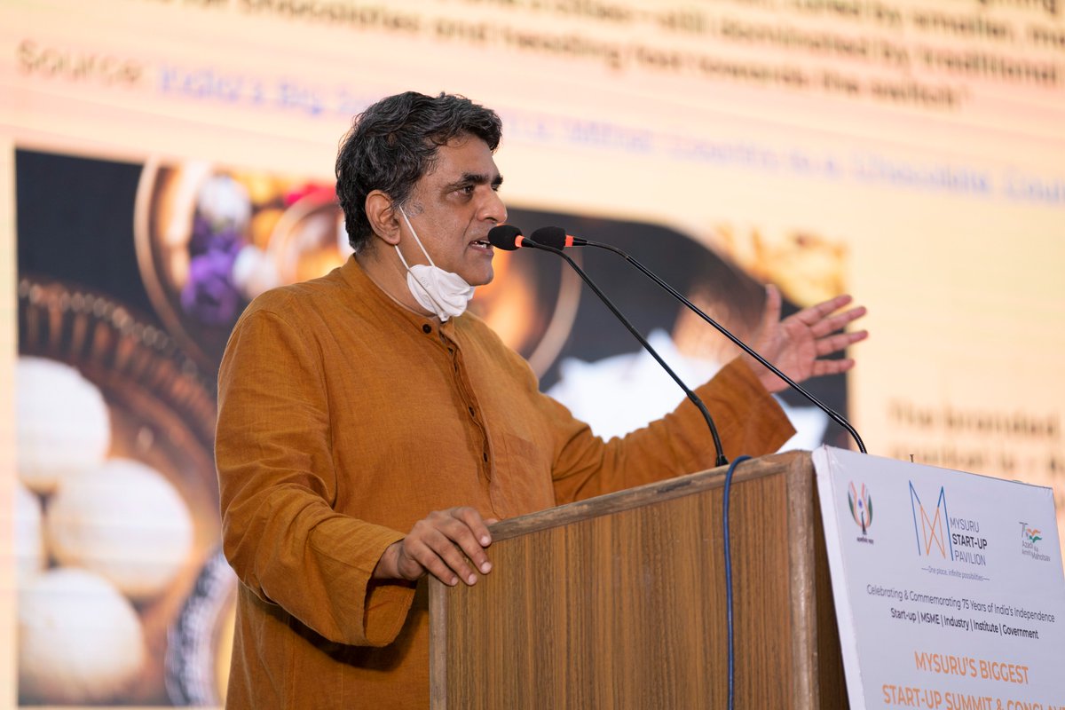 Mr. Sanjay Anandaram co-founder NICEorg - Network of Indian Cultural Enterprises took to the dais to address the crowd about “catalyzing cultural entrepreneurship”. He stressed the importance of creating authenticity in your own city, state &amp; country. 

#culture #india75 #MSP2022