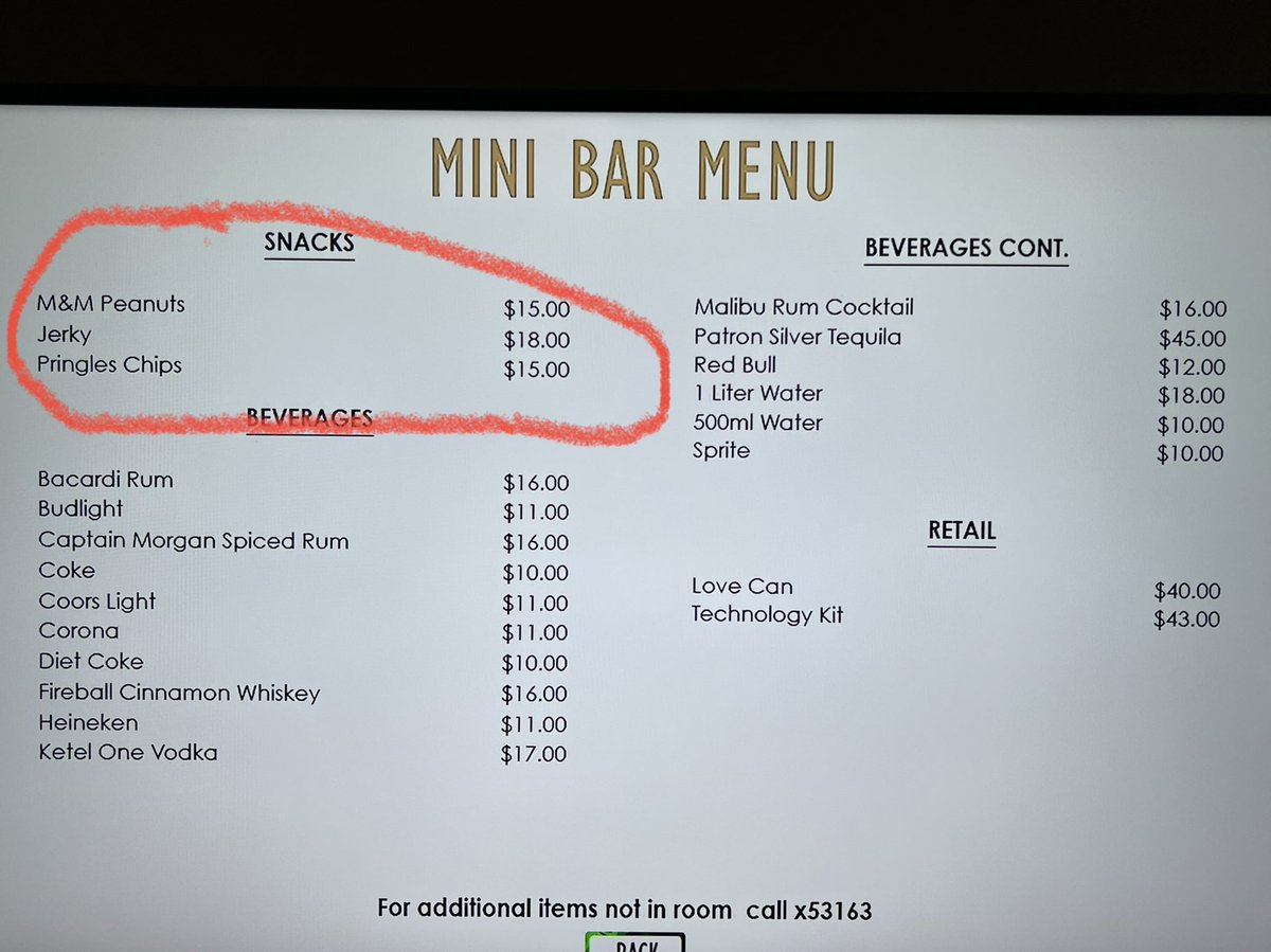 They say in Las Vegas the slot machines get you. No, the real banded is the mini bar.￼ $18 for some Pringles! 🤯😮