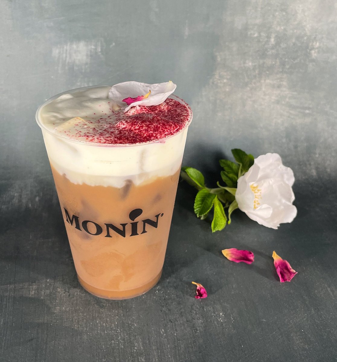 Rose Cardamom Cold Brew with Salted Seafoam 💕. <a href="/MoninUSA/">Monin USA</a> Sneak peak for <a href="/GetFlavor/">Flavor & The Menu</a> confrence.