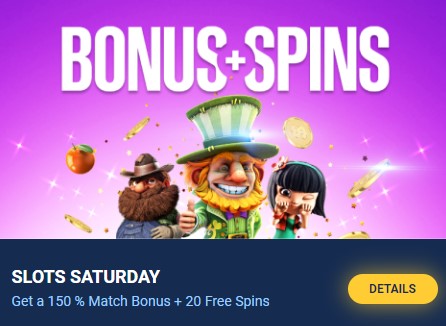 Slots Saturday - Get 150% Match Bonus + 20 Free Spins at BetUS Casino!