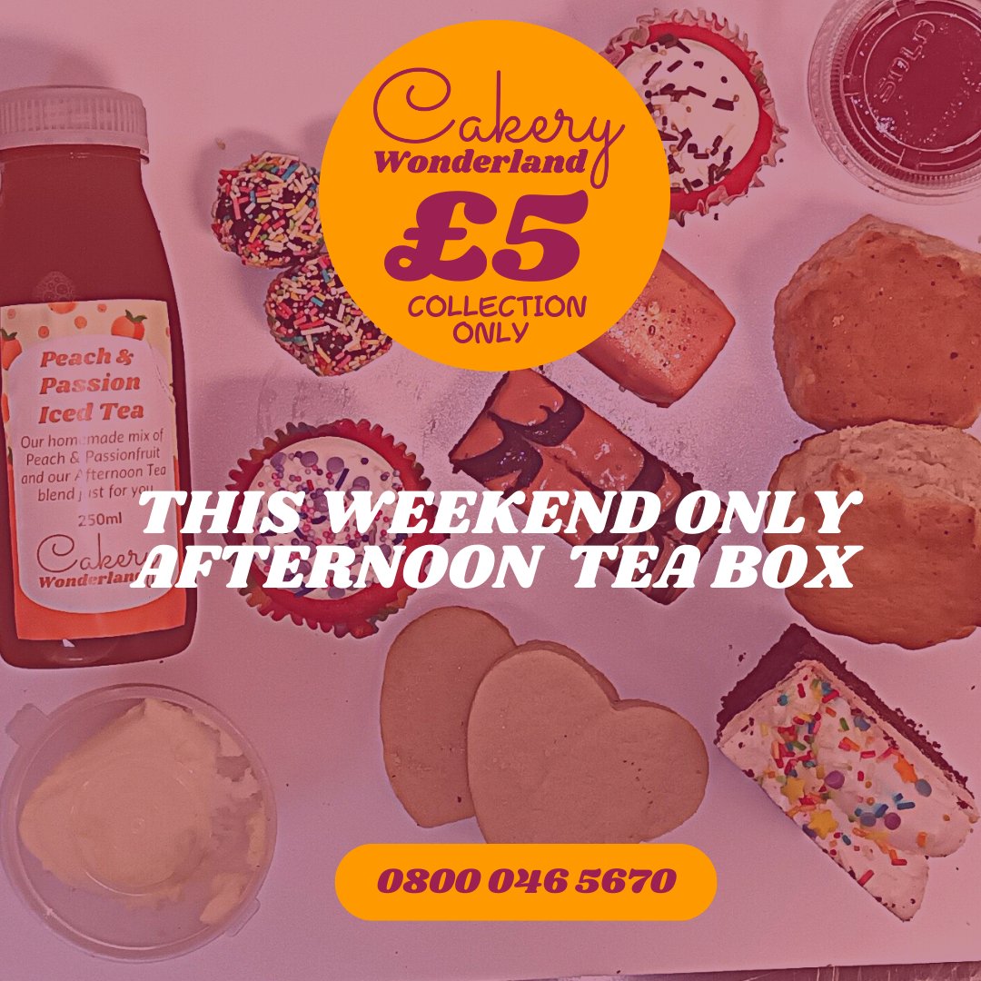 To celebrate the launch of our Cakery Wonderland Afternoon Tea Box &amp; Ice Tea we wanted to invite all the residents of Ealing - but we don't have the room for 1,000 people. We said pop round &amp; pick a box up for £5. 398 of them did! 602 left 4 Sun &amp; Mon Grab from 11 to 9pm NW106HJ