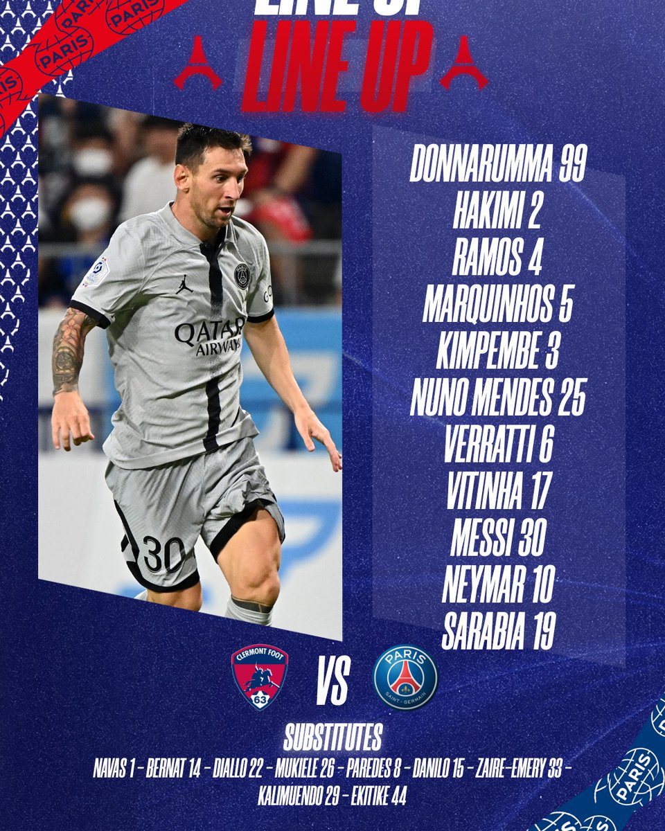 PSG_English's tweet photo. The first Parisian XI of the #Ligue1 season 👊

#𝗖𝗙𝟲𝟯𝗣𝗦𝗚 https://t.co/BF0bkK9yCk