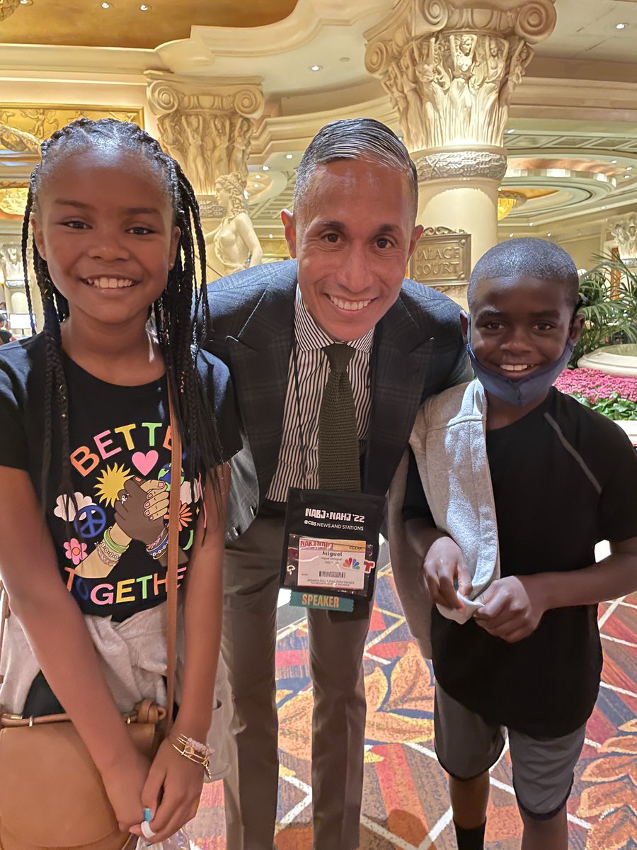 TVNewsGuru's tweet photo. THANK YOU to @Miguelnbc for making my kids week at #NABJNAHJ22 convention in Las Vegas. They watch news, naturally, &amp; spotted him in the convention halls while looking for me. They were stoked to see 1 of their favorite journalists, “In real life!” @NBCNews #journalism https://t.co/yTTLfgrn6k