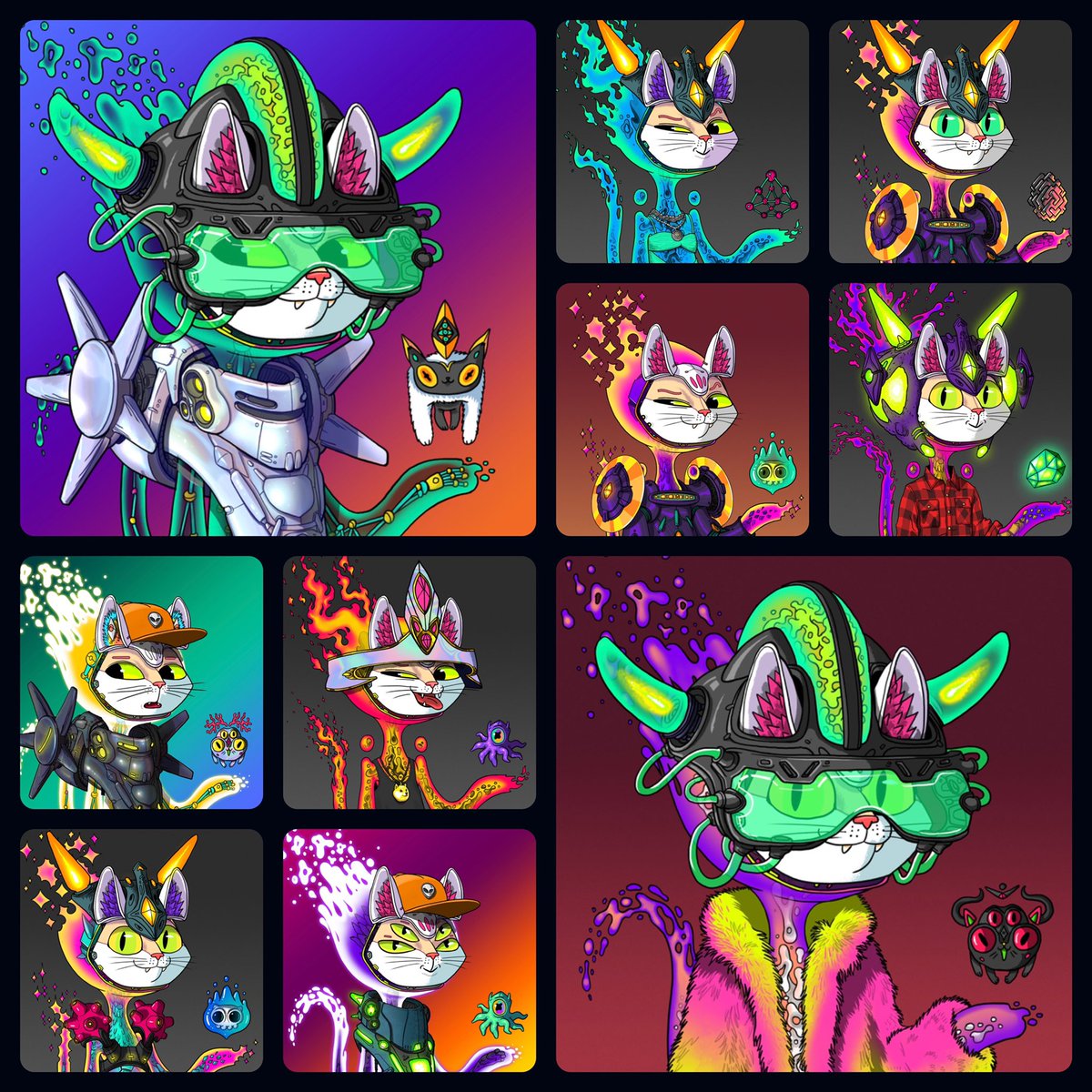 cuseNFT's tweet photo. Love all my Alien Cats! Another amazing collection from an awesome team! And it’s far from over! 🔥🚀 #WenXray @MarsCatsVoyage https://t.co/d6C0u8VmOd