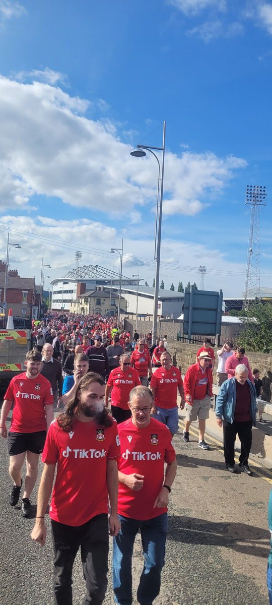 What a sight looking back down the Mold Road after the game.