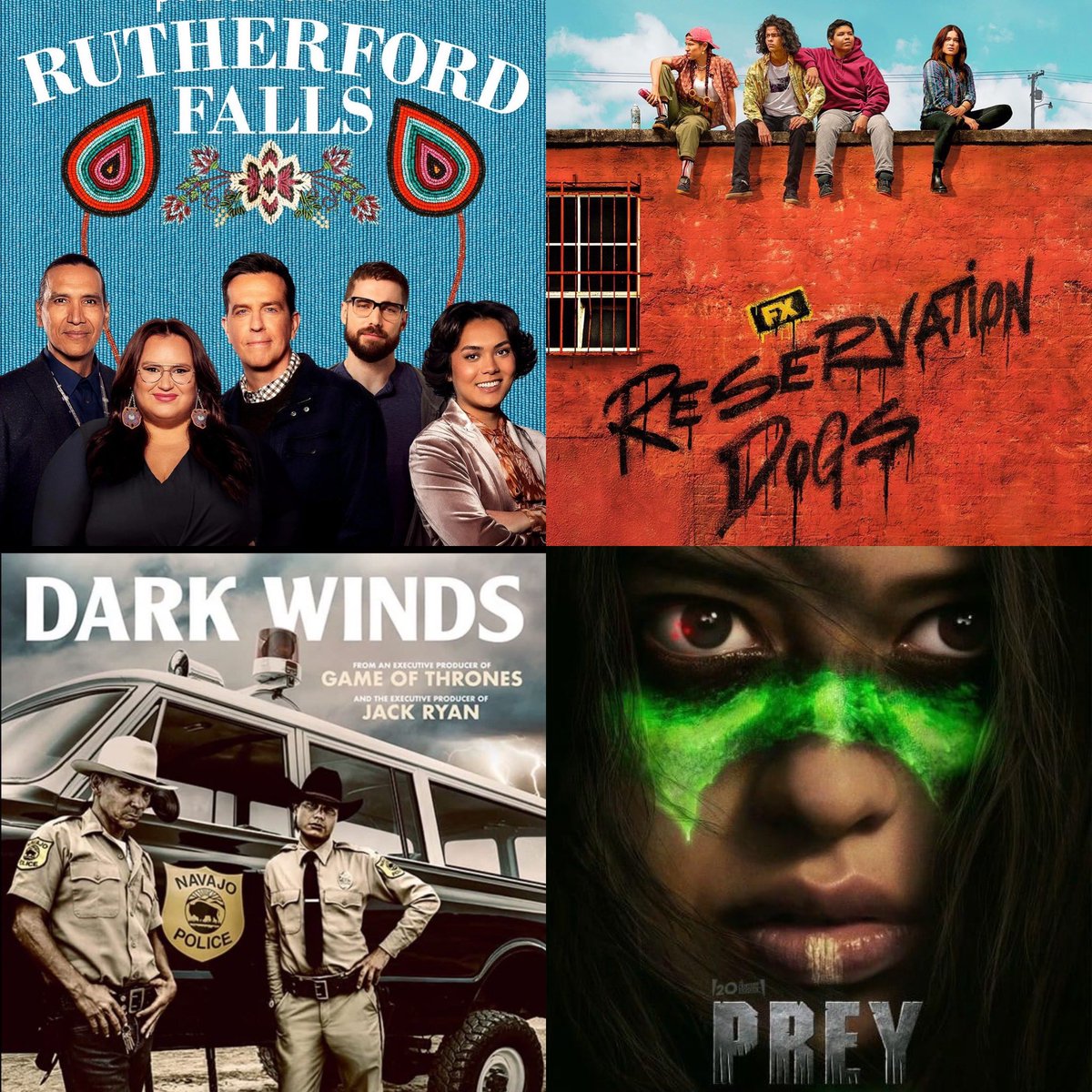 Been a good year for Indigenous television and film. #RutherfordFalls #ReservationDogs #DarkWInds #Prey ✊🏾