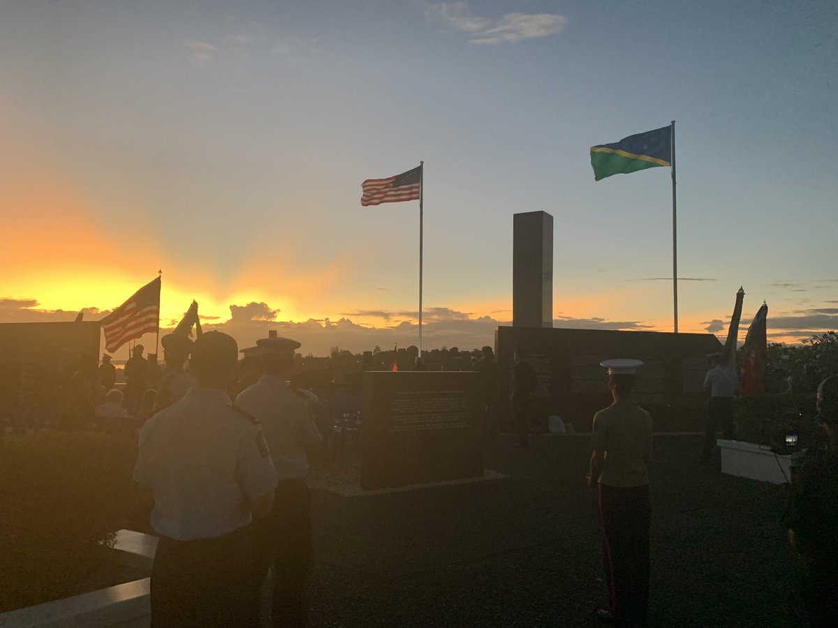 Dawn breaks over Honiara as international delegations gather at the US war memorial to commemorate the 80th anniversary of the WWII Battle of Gudalcanal.