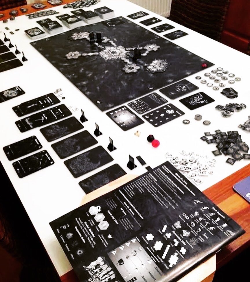 A_deck_of_51's tweet photo. None. More. Black. The magnificent Cave Evil. Teenage me would have given an arm and a leg for this. (Not my own, mind you… but you have to respect the cost of things.) #boardgames #tabletop #gamenight #deckof51 #caveevil https://t.co/E2Ty6q68mB