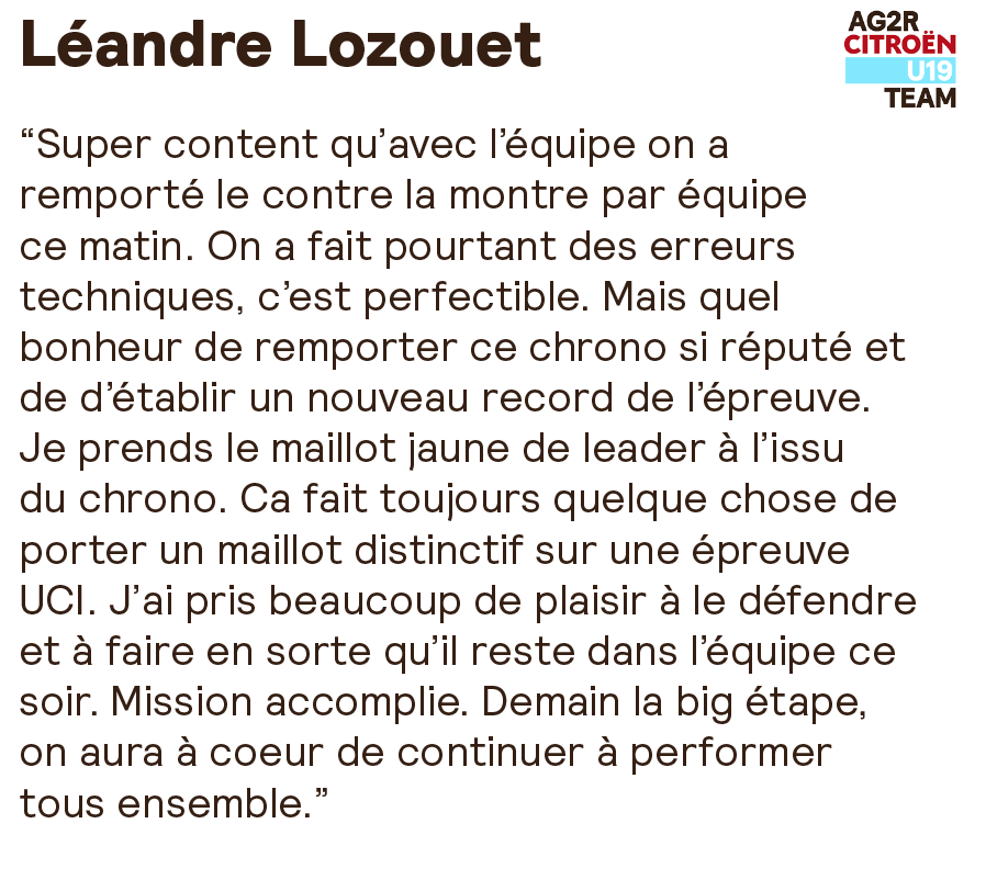 DCT_NewGen's tweet photo. #ATS22🎙️ @lozouet_leandre : "Fier de l'équipe. On a bien défendu le maillot jaune." https://t.co/QdX1Rp3VSd