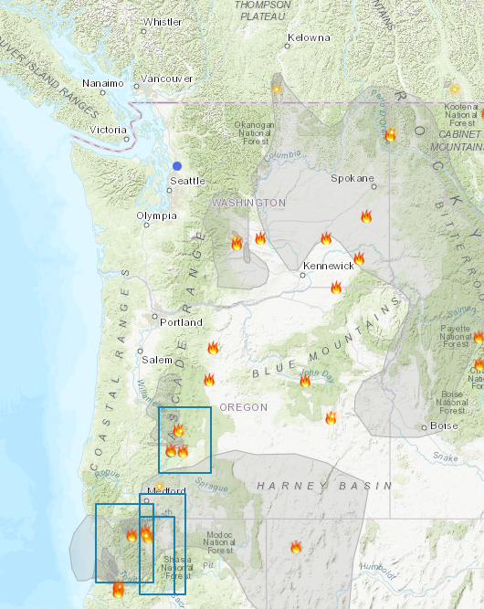 pscleanair's tweet image. Heads up! Starting Sunday, we may see wildfire smoke moving towards us. Fortunately, it looks like the smoke will remain high above us, creating some hazy views. We expect air quality to stay GOOD today and may reach MODERATE on Sunday and Monday.