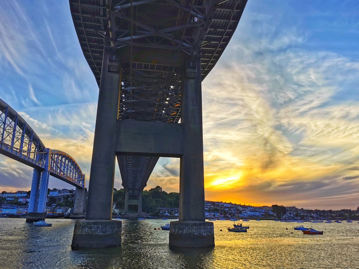 Under the bridge @tamarcrossing #brunelbridge #Devon #Cornwall #Saltash #sunset #TamarBridge