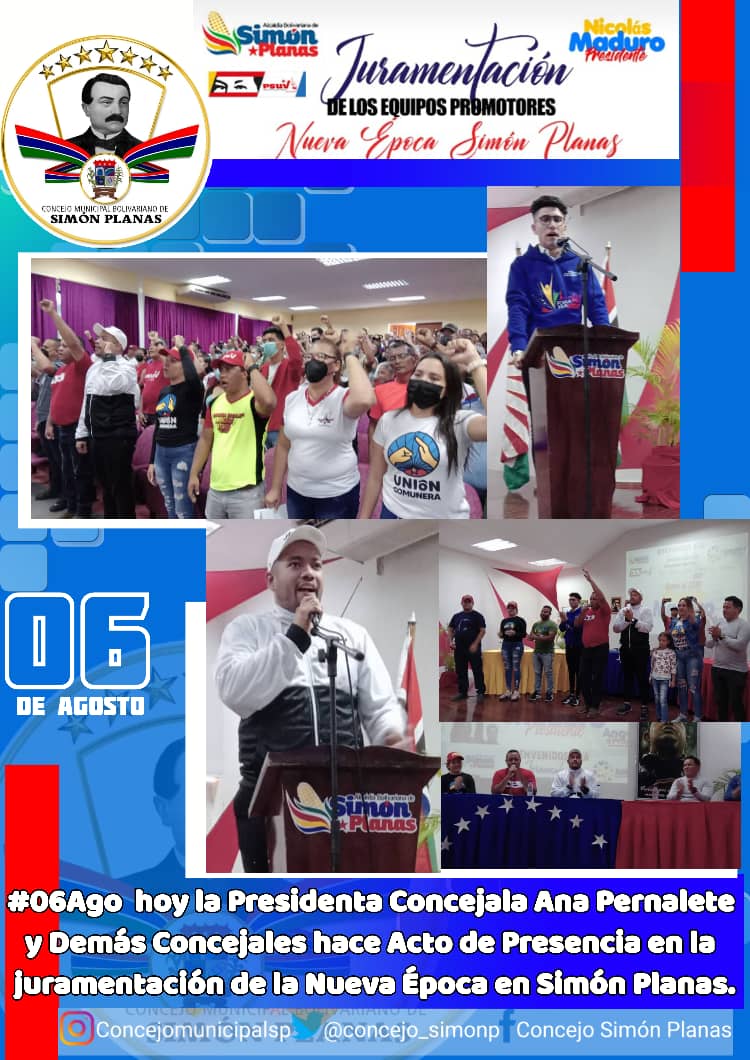 Hoy #6agosto Ya Juramentados por el #AlcaldeComunero Ángel Prado <a href="/AngelPradoSP/">AngelPradoSP</a>  los 42 Equipos Promotores de la #NuevaEpocaVenezuela Capítulo #SimónPlanas 2022. 
#Bricomiles1x10 #FelizSabadoATodos <a href="/NicolasMaduro/">Nicolás Maduro</a> <a href="/AdolfoP_Oficial/">Adolfo Pereira Gobernador</a>