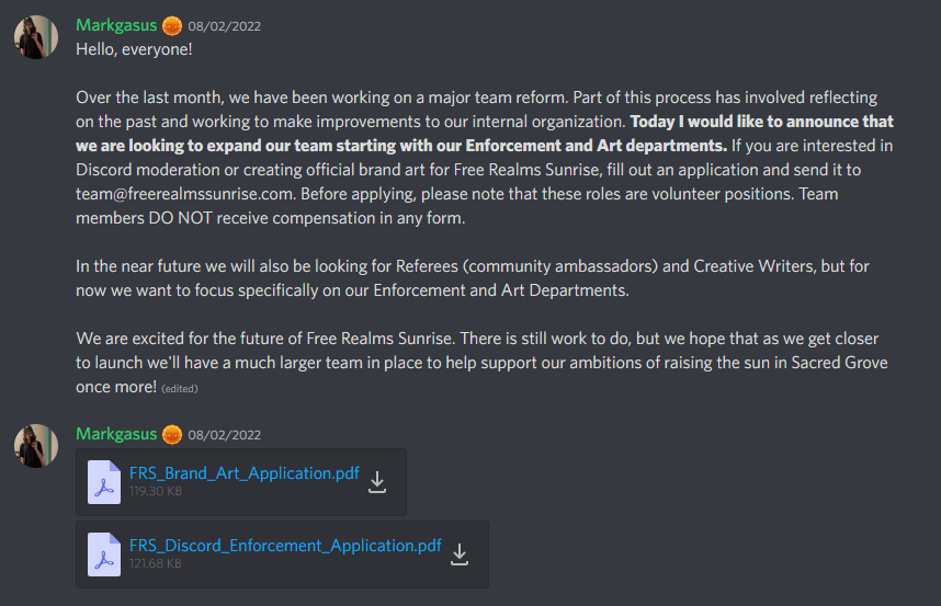 fr_archive's tweet photo. @FRS_Sunrise opened up applications for artists and Discord enforcers! You can find them in the official Free Realms Sunrise Discord server:

https://t.co/YbX8BUTPYM https://t.co/SxLKxP2j4Z