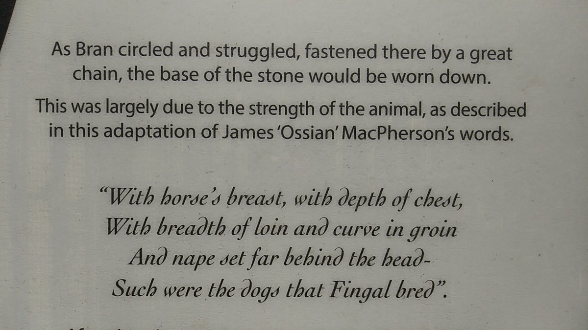 NeuKelte's tweet photo. Nua-#CelticSoulJourney: In a field near #DunollieCastle stands Clach a Choin, the “Dog Stone”. Legend has it that this was where the ancient heroic warrior of #Celtic #mythology #FinnMacCool (Fingal) would chain his massive dog #Bran. As it circled and struggled it wore a 1/2 https://t.co/mbxvEp8klg
