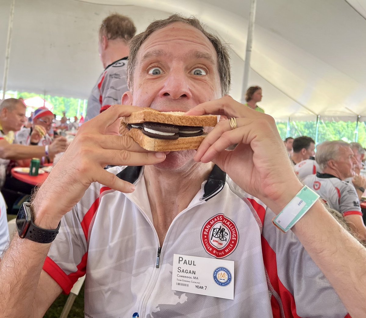 Once a year <a href="/PanMass/">Pan-Mass Challenge</a> I go for a special lunch: PB&amp;J with chocolate. This time it’s filled with Oreos for #PMC2022. Delicious!