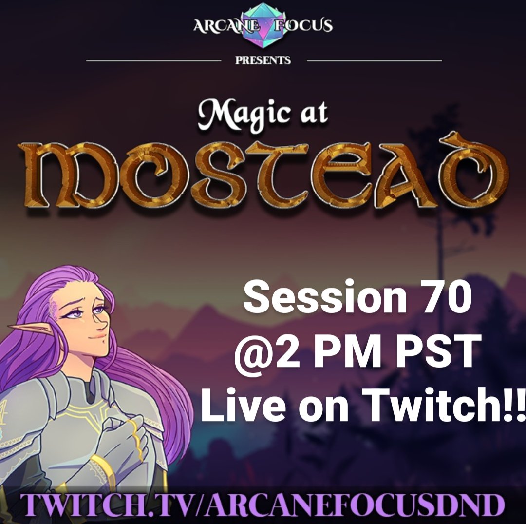 Come join us for Ep. 70 of Magic@Mostead live on <a href="/twitch/">Twitch</a> !

<a href="/mikeogame/">Mike Ortiz</a>
<a href="/silversphinx/">Harish Suryanarayana</a>
@Black_Cat_Mama
<a href="/MegabitSteve/">MegabitSteve</a>

Twitch:twitch.tv/arcanefocusdnd…

#dndcommunity #dndcharacters #dnd #dndcampaign #dndstreamer #dnd5e #magicatmostead #Livestream
#dndlife #arcanefocusdnd #foundry