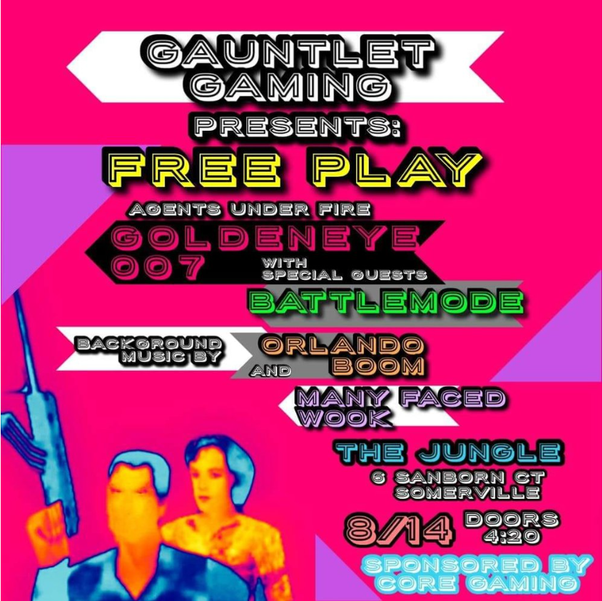MinusworldBand's tweet photo. Come see us at a video game tourney with @Battlemode_ Sunday 8/14!  It's at The Jungle Community Music Club in Somerville and doors are at 4:20.  We are on at 9:30.  No cover! Golden Eye!  We will have a NEW SONG for you all! Gauntlet gaming presents. https://t.co/Sk9J8gKUm0