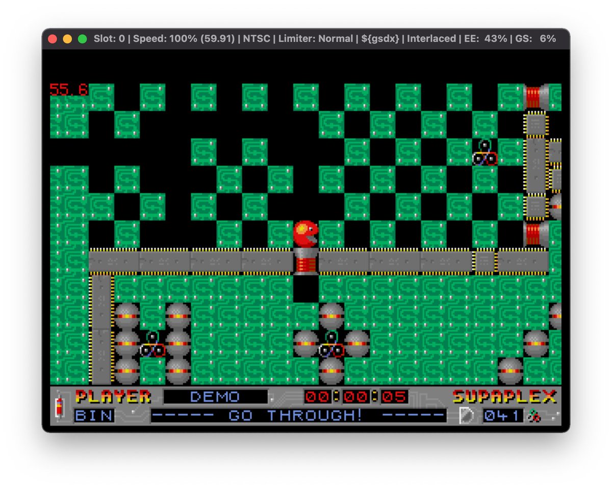 fjtrujy's tweet image. That&apos;s why #SDL2 was so important! Once the SDL port is fully finished we will have the possibility to compile several games and enjoy them on the PlayStation 2.
This is Open Suppaplex done by my friend @sergiou87 , and here it is in the PS2
#PS2 #Retro #msdos #games #opensource