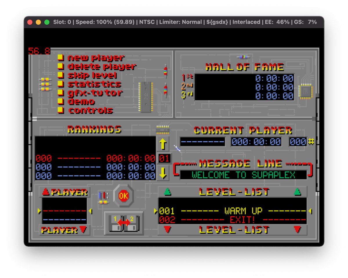 fjtrujy's tweet image. That&apos;s why #SDL2 was so important! Once the SDL port is fully finished we will have the possibility to compile several games and enjoy them on the PlayStation 2.
This is Open Suppaplex done by my friend @sergiou87 , and here it is in the PS2
#PS2 #Retro #msdos #games #opensource