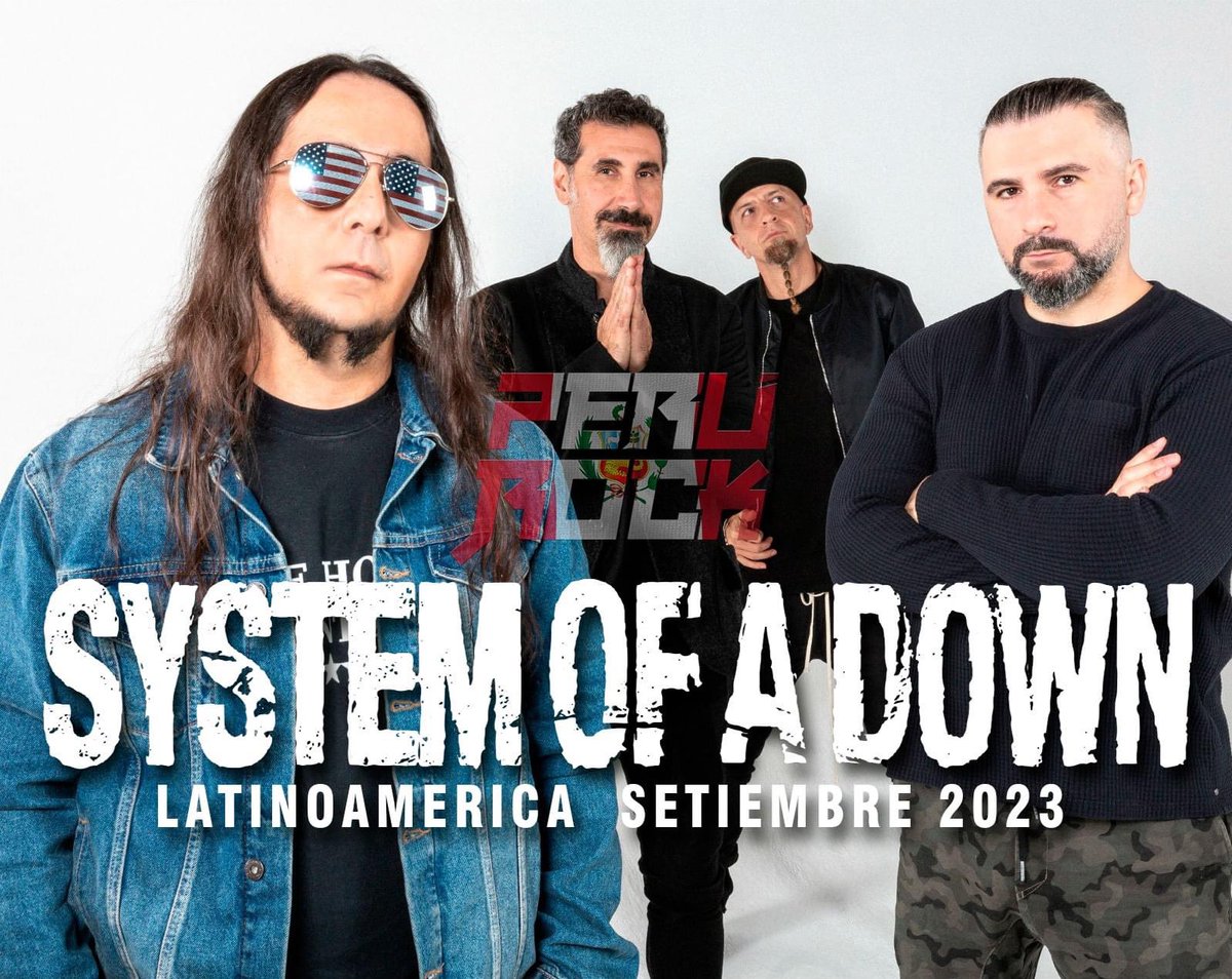 PeruRock_'s tweet photo. Confirman la llegada a LATAM de la banda de rock estadounidense de ascendencia armenia #SYSTEMOFADOWN 🤘
La visita a Latinoamérica seria en setiembre del 2023, sin duda una noticia que alegra a los miles de Fans que esperamos verlos en vivo. Pronto se irán confirmando los países. https://t.co/HXf3zwHTeZ