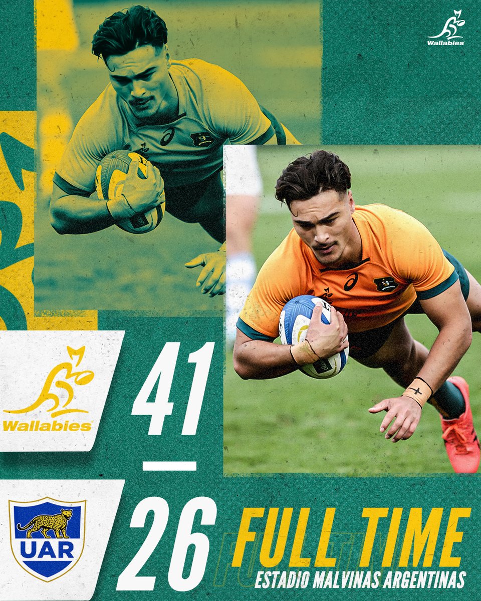 wallabies's tweet photo. 🙌 What a second half!

Match Report: https://t.co/NR5dWVzbRr

#ARGvAUS #Wallabies @eToroAU @CadburyAU https://t.co/Tcs5qV9ytV
