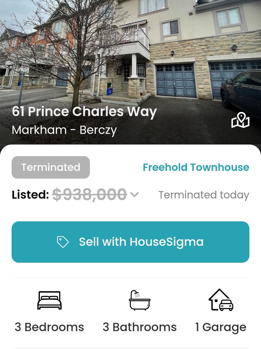 TOHousingSmash's tweet image. Well, thats another one cooked ain't it?

61 Prince Charles Way, Markham

-Sold March 2021 for $851,000
-1st listed in late March for $1.099 Million 😂.  AFTER market peak of course
-After 2 price cuts, cut again in early July to $938,000.  No takers

#HousingGoByeBye
#gtatowns