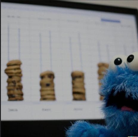 Cookie Monster reacting to his cookie stocks tanking #dalle