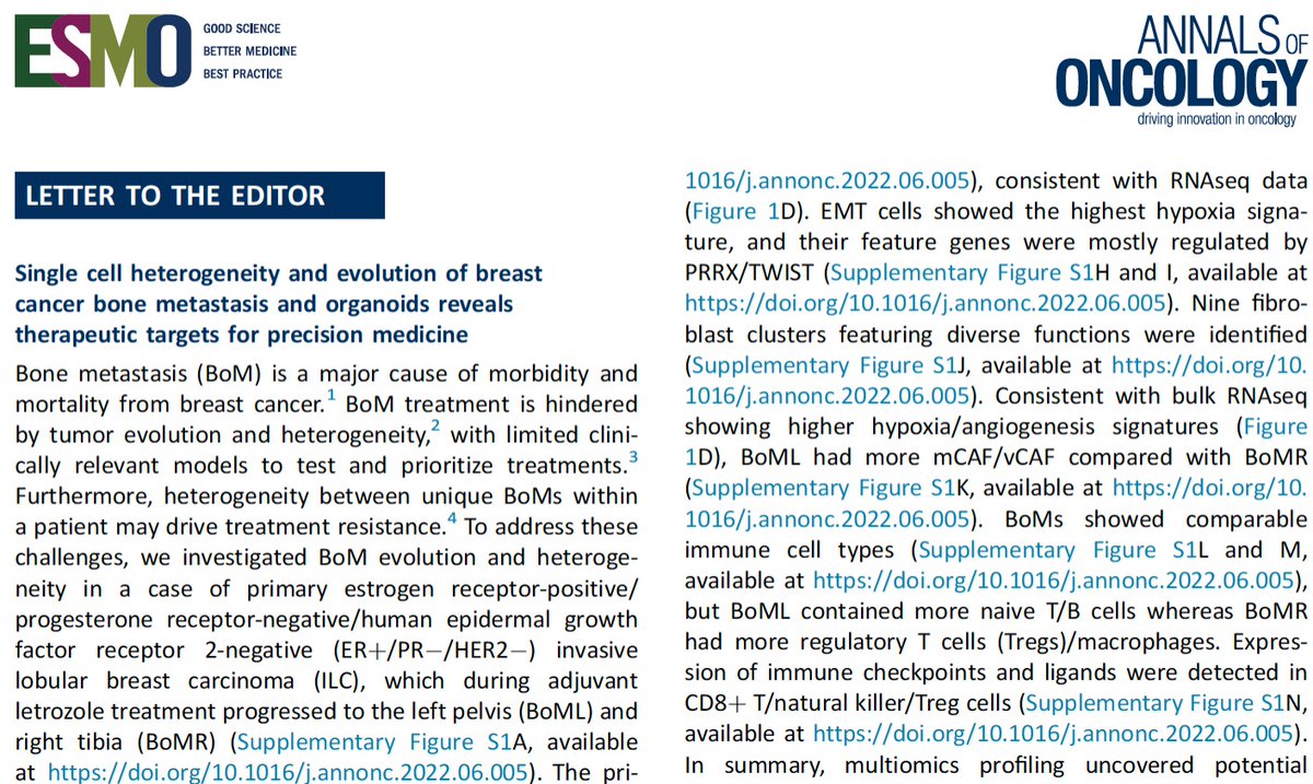 Excited to share our paper on single cell sequencing and #organoid modeling of #lobular #breastcancer bone #metastases. Led by <a href="/Kai__Ding/">Kai ding</a> and in collaboration with Kurt Weiss MD and many others. <a href="/oesterreichs/">Dr. Steffi Oesterreich</a> @iprecisionmed <a href="/UPMCHillmanCC/">UPMC Hillman Cancer Center</a> <a href="/MageeWomens/">Magee-Womens Research Institute & Foundation</a> 🧵
bit.ly/3A2N98r