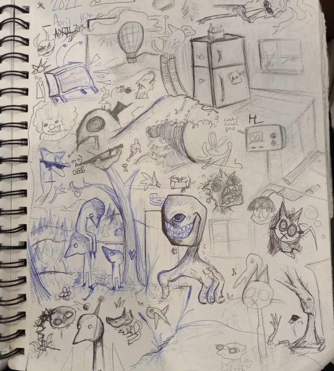 random doodle pages from the past few month... the amount of fandoms drawn is good for the algorithm 

#art #watamote #sketchbook #sketches #artontwitter #theymightbegiants #VOCALOID #hatsunemiku #teto #triplebaka #HorrorArt #originalcharacter #commissionsopen #commissions