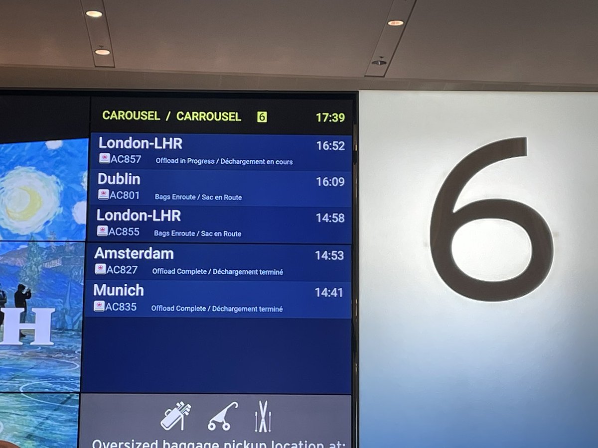 JuneLau1's tweet photo. Nearly 3hrs since landing and still waiting for luggage from the flight to appear…not the most ideal welcome to the country #YYZ #pearsonairport #baggagedelays #aircanada https://t.co/SaRkNBHEdR