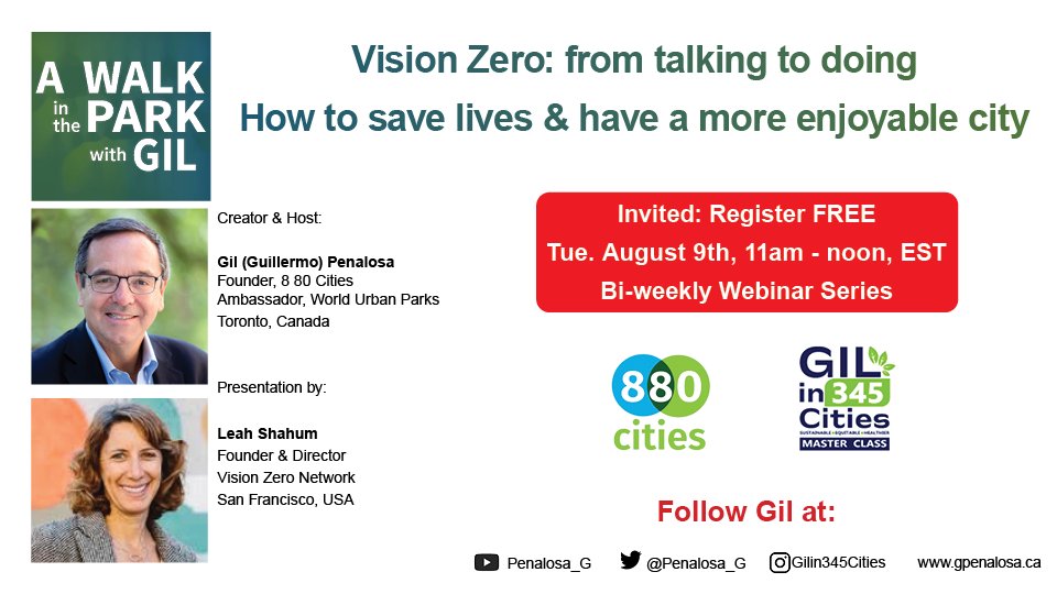 Vision Zero, NOT zero vision. Traffic deaths are PREVENTABLE. Let's learn how, from Leah Shahum, ED Vision Zero Net. She'll present and then we'll have a dialogue, LIVE, Tues. Aug 9th, 11am, FREE webinar. From talking to doing. Register: bit.ly/3QP6Fvu