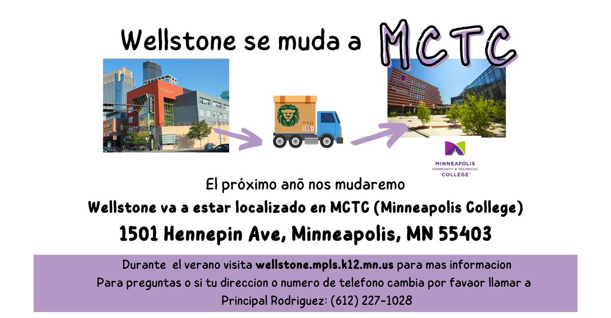Wellstone International High School (@mps_wellstone) on Twitter photo It's official! For the 2022-23 school year, Wellstone International students will have a new school home at the <a href="/MplsCollege/">Minneapolis College</a> (Minneapolis College Community & Technical College - MCTC). Wellstone will no longer be housed within the FAIR School for Arts. It's official! For the 2022-23 school year, Wellstone International students will have a new school home at the <a href="/MplsCollege/">Minneapolis College</a> (Minneapolis College Community & Technical College - MCTC). Wellstone will no longer be housed within the FAIR School for Arts.