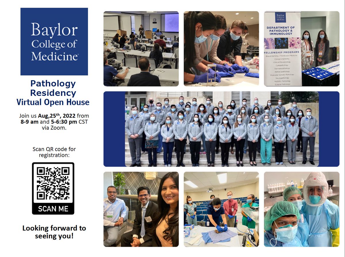 BCM_PathRes (@bcm_pathres) on Twitter photo #PathMatch2023 Join us in our first virtual open house this Aug 25th from 8-9 am and 5-6:30 pm CST via Zoom. Preview a sample lecture in the morning, and then join us for a quick introduction to our program.
<a href="/Path_SIG/">Virtual Pathology Student Interest Group</a> <a href="/CPathig/">MSU CHM-COM Pathology Interest Group</a> <a href="/Inside_TheMatch/">Inside The Match</a> #PathMatch2023 Join us in our first virtual open house this Aug 25th from 8-9 am and 5-6:30 pm CST via Zoom. Preview a sample lecture in the morning, and then join us for a quick introduction to our program.
<a href="/Path_SIG/">Virtual Pathology Student Interest Group</a> <a href="/CPathig/">MSU CHM-COM Pathology Interest Group</a> <a href="/Inside_TheMatch/">Inside The Match</a>