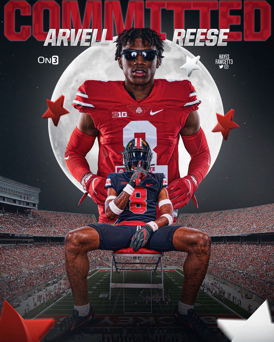 BREAKING: Four-Star LB Arvell Reese has Committed to Ohio State!

The 6’4 220 LB from Cleveland, OH chose the Buckeyes over Michigan, Alabama, USC, and Kentucky

He joins Ohio State’s Top 5 Class in the 2023 Team Rankings 🌰

on3.com/college/ohio-s…