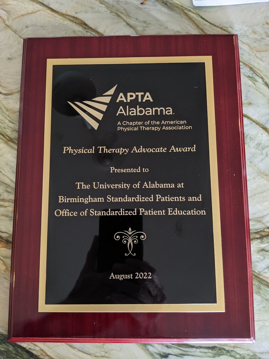 ShawnGalin's tweet image. Huge recognition and honor for ALL of the standardized patients (SPs) and the OSPE staff at UAB!   It warmed my heart to hear conference organizers speak to the educational value and curricular importance of SP methodology. Way to go team! 👏👏🥰 #uab #uabospe #spmethodology