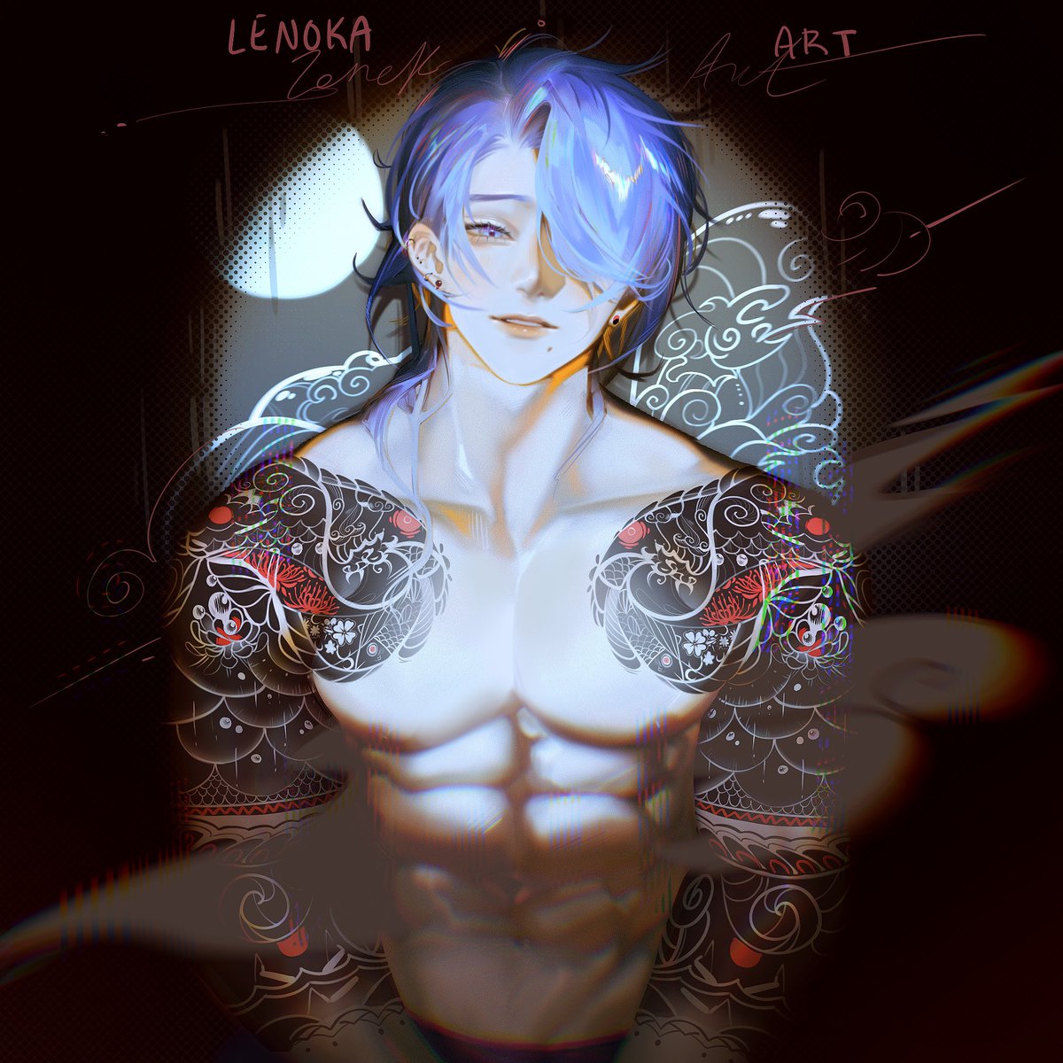 LenokaArt's tweet photo. Ok so I fixed the face of my old ayaytoe art 🖼 he looks so much better now lordie #Ayato #GenshinImpact #KamisatoAyato https://t.co/bGICaIsGex